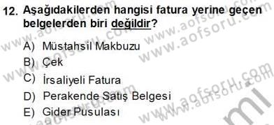 Muhasebe ve Hukuk Dersi 2014 - 2015 Yılı (Vize) Ara Sınav Soruları 12. Soru