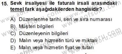 Muhasebe ve Hukuk Dersi 2014 - 2015 Yılı (Vize) Ara Sınav Soruları 15. Soru