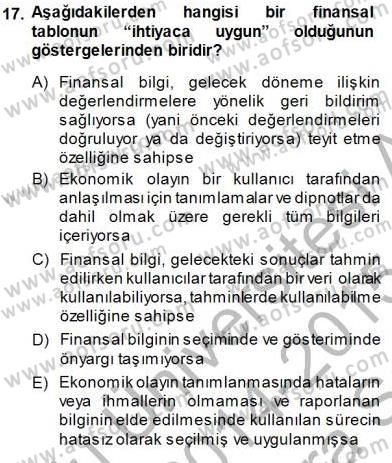 Muhasebe ve Hukuk Dersi 2014 - 2015 Yılı (Vize) Ara Sınav Soruları 17. Soru