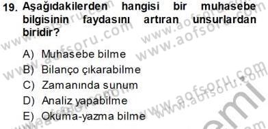 Muhasebe ve Hukuk Dersi 2014 - 2015 Yılı (Vize) Ara Sınav Soruları 19. Soru