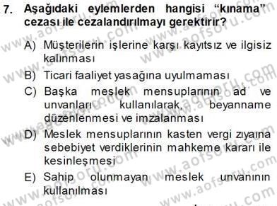 Muhasebe ve Hukuk Dersi 2014 - 2015 Yılı (Vize) Ara Sınav Soruları 7. Soru