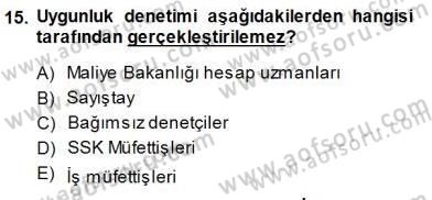 Muhasebe ve Hukuk Dersi 2014 - 2015 Yılı (Final) Dönem Sonu Sınav Soruları 15. Soru