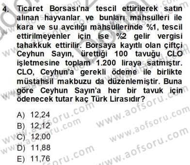 Muhasebe ve Hukuk Dersi 2014 - 2015 Yılı (Final) Dönem Sonu Sınav Soruları 4. Soru
