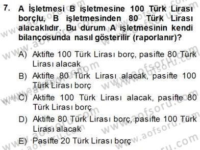 Muhasebe ve Hukuk Dersi 2014 - 2015 Yılı (Final) Dönem Sonu Sınav Soruları 7. Soru