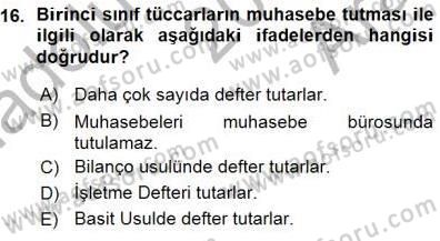 Muhasebe ve Hukuk Dersi 2015 - 2016 Yılı (Vize) Ara Sınavı 16. Soru