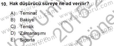 Muhasebe ve Hukuk Dersi 2015 - 2016 Yılı (Final) Dönem Sonu Sınav Soruları 10. Soru
