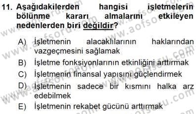 Muhasebe ve Hukuk Dersi 2015 - 2016 Yılı (Final) Dönem Sonu Sınav Soruları 11. Soru