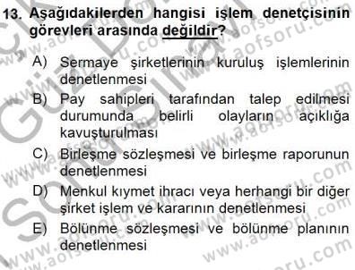 Muhasebe ve Hukuk Dersi 2015 - 2016 Yılı (Final) Dönem Sonu Sınav Soruları 13. Soru