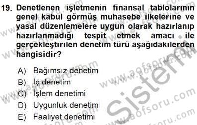 Muhasebe ve Hukuk Dersi 2015 - 2016 Yılı (Final) Dönem Sonu Sınav Soruları 19. Soru