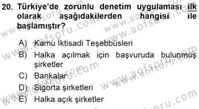 Muhasebe ve Hukuk Dersi 2015 - 2016 Yılı (Final) Dönem Sonu Sınav Soruları 20. Soru