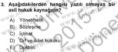 Muhasebe ve Hukuk Dersi 2015 - 2016 Yılı (Final) Dönem Sonu Sınav Soruları 3. Soru
