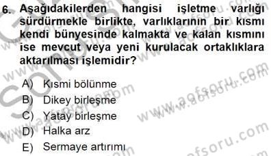 Muhasebe ve Hukuk Dersi 2015 - 2016 Yılı (Final) Dönem Sonu Sınav Soruları 6. Soru