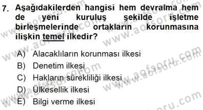 Muhasebe ve Hukuk Dersi 2015 - 2016 Yılı (Final) Dönem Sonu Sınav Soruları 7. Soru