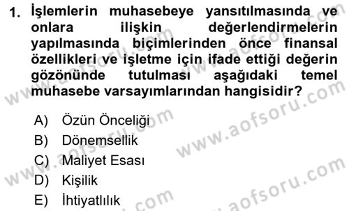 Muhasebe ve Hukuk Dersi 2017 - 2018 Yılı 3 Ders Sınav Soruları 1. Soru
