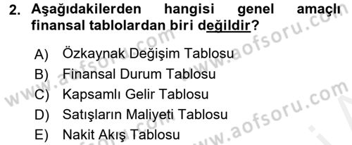Muhasebe ve Hukuk Dersi 2017 - 2018 Yılı 3 Ders Sınav Soruları 2. Soru