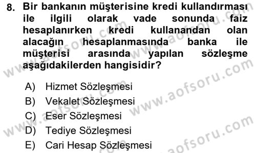 Muhasebe ve Hukuk Dersi 2017 - 2018 Yılı 3 Ders Sınav Soruları 8. Soru