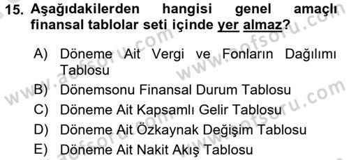 Muhasebe ve Hukuk Dersi 2017 - 2018 Yılı (Vize) Ara Sınav Soruları 15. Soru