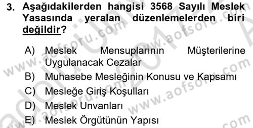 Muhasebe ve Hukuk Dersi 2017 - 2018 Yılı (Vize) Ara Sınav Soruları 3. Soru