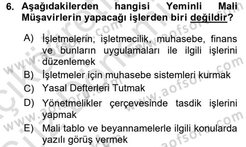 Muhasebe ve Hukuk Dersi 2017 - 2018 Yılı (Vize) Ara Sınav Soruları 6. Soru
