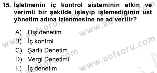 Muhasebe ve Hukuk Dersi 2017 - 2018 Yılı (Final) Dönem Sonu Sınav Soruları 15. Soru