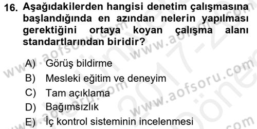 Muhasebe ve Hukuk Dersi 2017 - 2018 Yılı (Final) Dönem Sonu Sınav Soruları 16. Soru