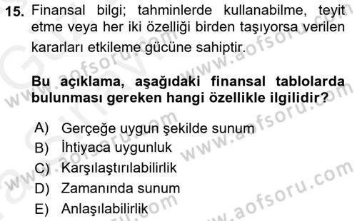 Muhasebe ve Hukuk Dersi 2018 - 2019 Yılı (Vize) Ara Sınav Soruları 15. Soru