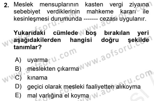 Muhasebe ve Hukuk Dersi 2018 - 2019 Yılı (Vize) Ara Sınav Soruları 2. Soru