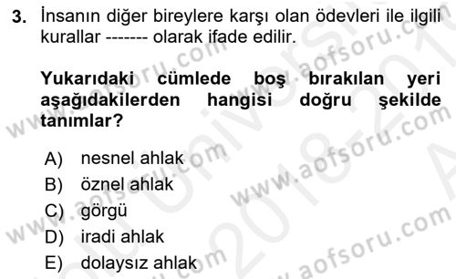 Muhasebe ve Hukuk Dersi 2018 - 2019 Yılı (Vize) Ara Sınav Soruları 3. Soru