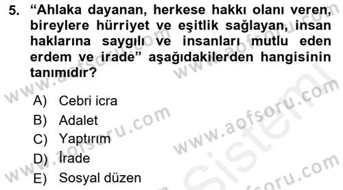 Muhasebe ve Hukuk Dersi 2018 - 2019 Yılı (Vize) Ara Sınav Soruları 5. Soru