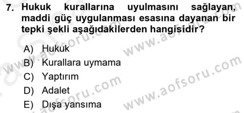 Muhasebe ve Hukuk Dersi 2018 - 2019 Yılı (Vize) Ara Sınav Soruları 7. Soru