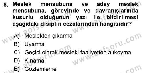 Muhasebe ve Hukuk Dersi 2018 - 2019 Yılı (Vize) Ara Sınav Soruları 8. Soru