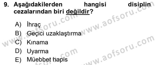 Muhasebe ve Hukuk Dersi 2018 - 2019 Yılı (Vize) Ara Sınav Soruları 9. Soru