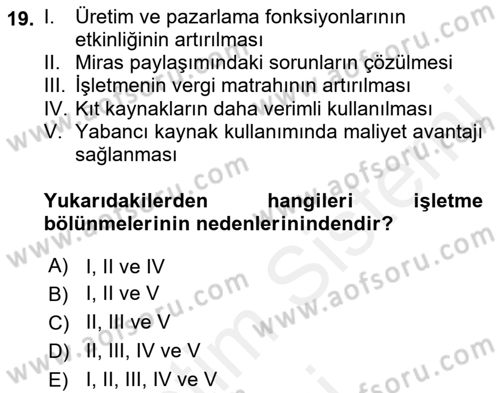 Muhasebe ve Hukuk Dersi 2018 - 2019 Yılı (Final) Dönem Sonu Sınav Soruları 19. Soru