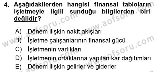 Muhasebe ve Hukuk Dersi 2018 - 2019 Yılı (Final) Dönem Sonu Sınav Soruları 4. Soru