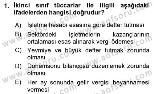 Muhasebe ve Hukuk Dersi 2018 - 2019 Yılı Yaz Okulu Sınav Soruları 1. Soru
