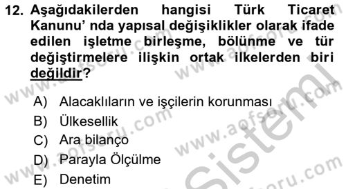 Muhasebe ve Hukuk Dersi 2018 - 2019 Yılı Yaz Okulu Sınav Soruları 12. Soru
