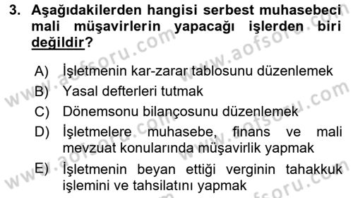 Muhasebe ve Hukuk Dersi 2018 - 2019 Yılı Yaz Okulu Sınav Soruları 3. Soru
