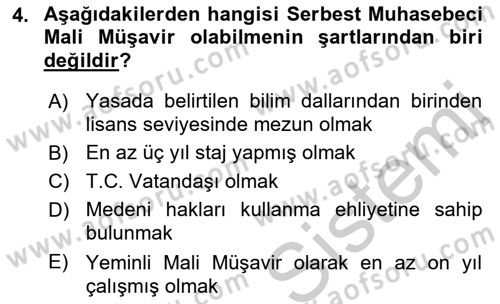 Muhasebe ve Hukuk Dersi 2018 - 2019 Yılı Yaz Okulu Sınav Soruları 4. Soru