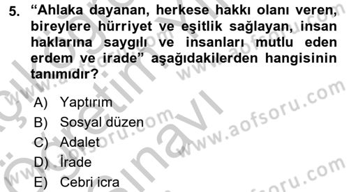 Muhasebe ve Hukuk Dersi 2018 - 2019 Yılı Yaz Okulu Sınav Soruları 5. Soru