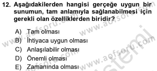 Muhasebe ve Hukuk Dersi 2019 - 2020 Yılı (Vize) Ara Sınav Soruları 12. Soru