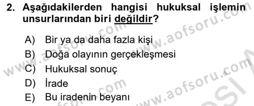 Muhasebe ve Hukuk Dersi 2019 - 2020 Yılı (Vize) Ara Sınav Soruları 2. Soru