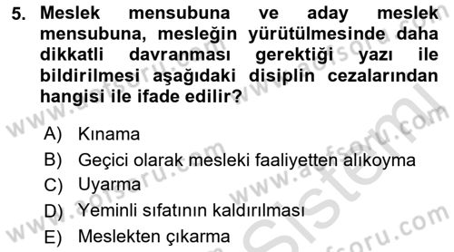 Muhasebe ve Hukuk Dersi 2019 - 2020 Yılı (Vize) Ara Sınav Soruları 5. Soru