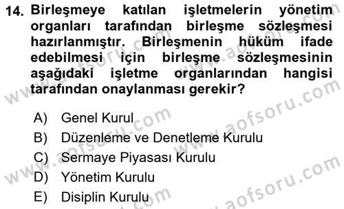 Muhasebe ve Hukuk Dersi 2019 - 2020 Yılı (Final) Dönem Sonu Sınav Soruları 14. Soru