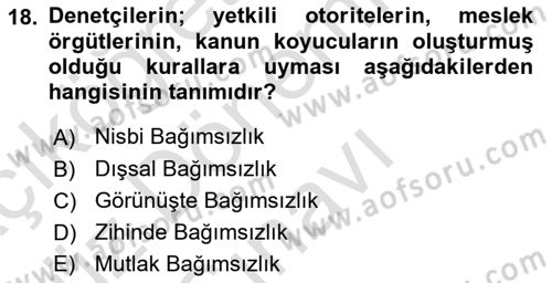 Muhasebe ve Hukuk Dersi 2019 - 2020 Yılı (Final) Dönem Sonu Sınav Soruları 18. Soru