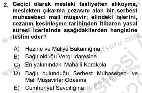 Muhasebe ve Hukuk Dersi 2019 - 2020 Yılı (Final) Dönem Sonu Sınav Soruları 2. Soru