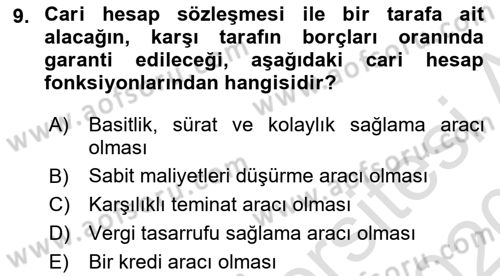 Muhasebe ve Hukuk Dersi 2019 - 2020 Yılı (Final) Dönem Sonu Sınav Soruları 9. Soru