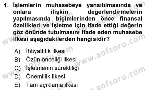 Muhasebe ve Hukuk Dersi 2020 - 2021 Yılı Yaz Okulu Sınav Soruları 1. Soru