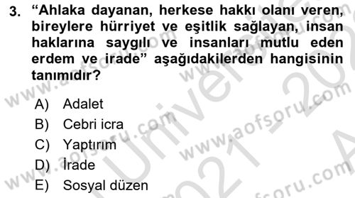 Muhasebe ve Hukuk Dersi 2021 - 2022 Yılı (Vize) Ara Sınav Soruları 3. Soru