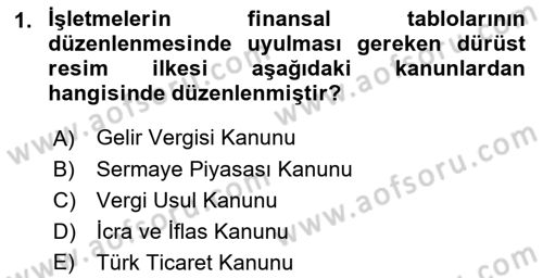 Muhasebe ve Hukuk Dersi 2021 - 2022 Yılı (Final) Dönem Sonu Sınav Soruları 1. Soru