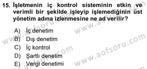 Muhasebe ve Hukuk Dersi 2021 - 2022 Yılı (Final) Dönem Sonu Sınav Soruları 15. Soru